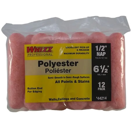 Work Tools 6-1/2" Mini Paint Roller Cover, 1/2" Nap Nap, Polyester 44214